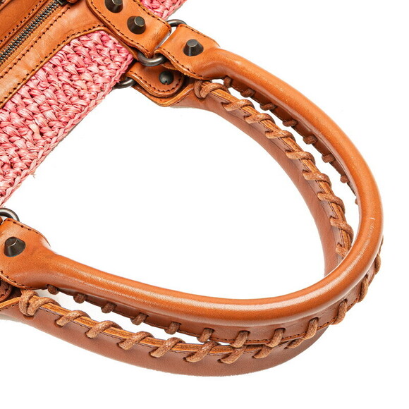 Balenciaga handbag basket bag pink brown raffia leather - Picture 4 of 9